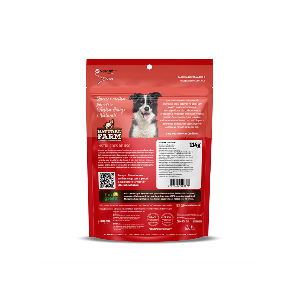 Osso Natural Farm Ultra Premium Filé de Frango Sassami para Cães 114 g