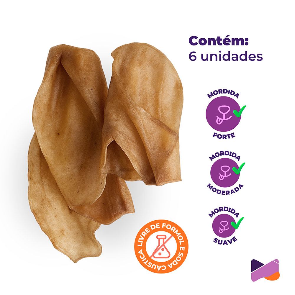 Osso Umami Orelha Bovina Desidratada Natural 6 Unidades