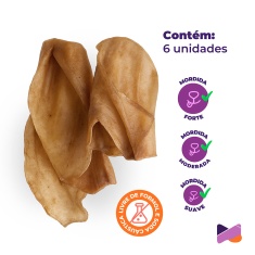 Osso Umami Orelha Bovina Desidratada Natural 6 Unidades