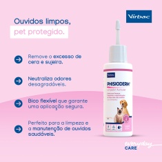 Limpador Auricular Virbac Phisioderm para Cães e Gatos 100 ml