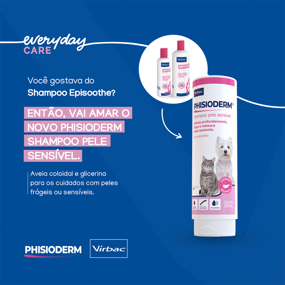 Shampoo Virbac Phisioderm Pele Sensível para Cães e Gatos