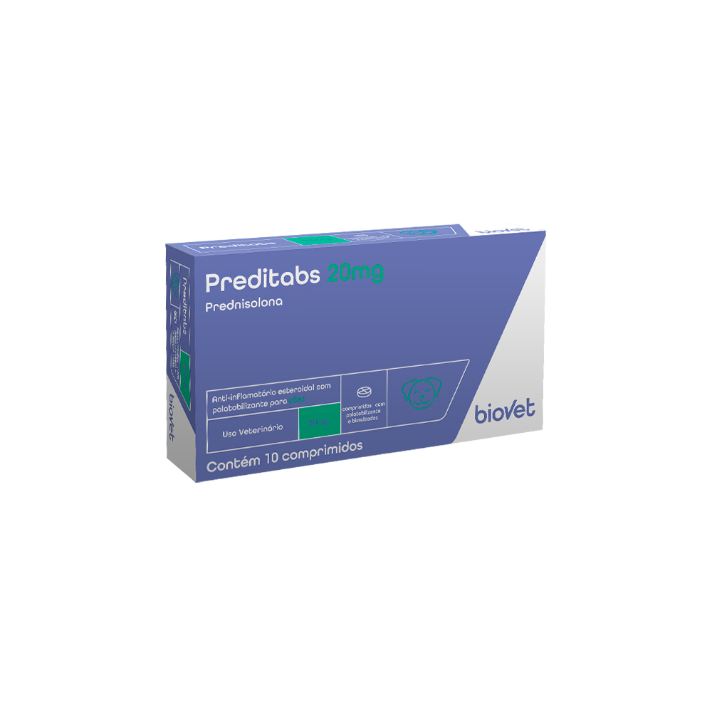 Preditabs Prednisolona 20mg para Cães e Gatos 10 Comprimidos