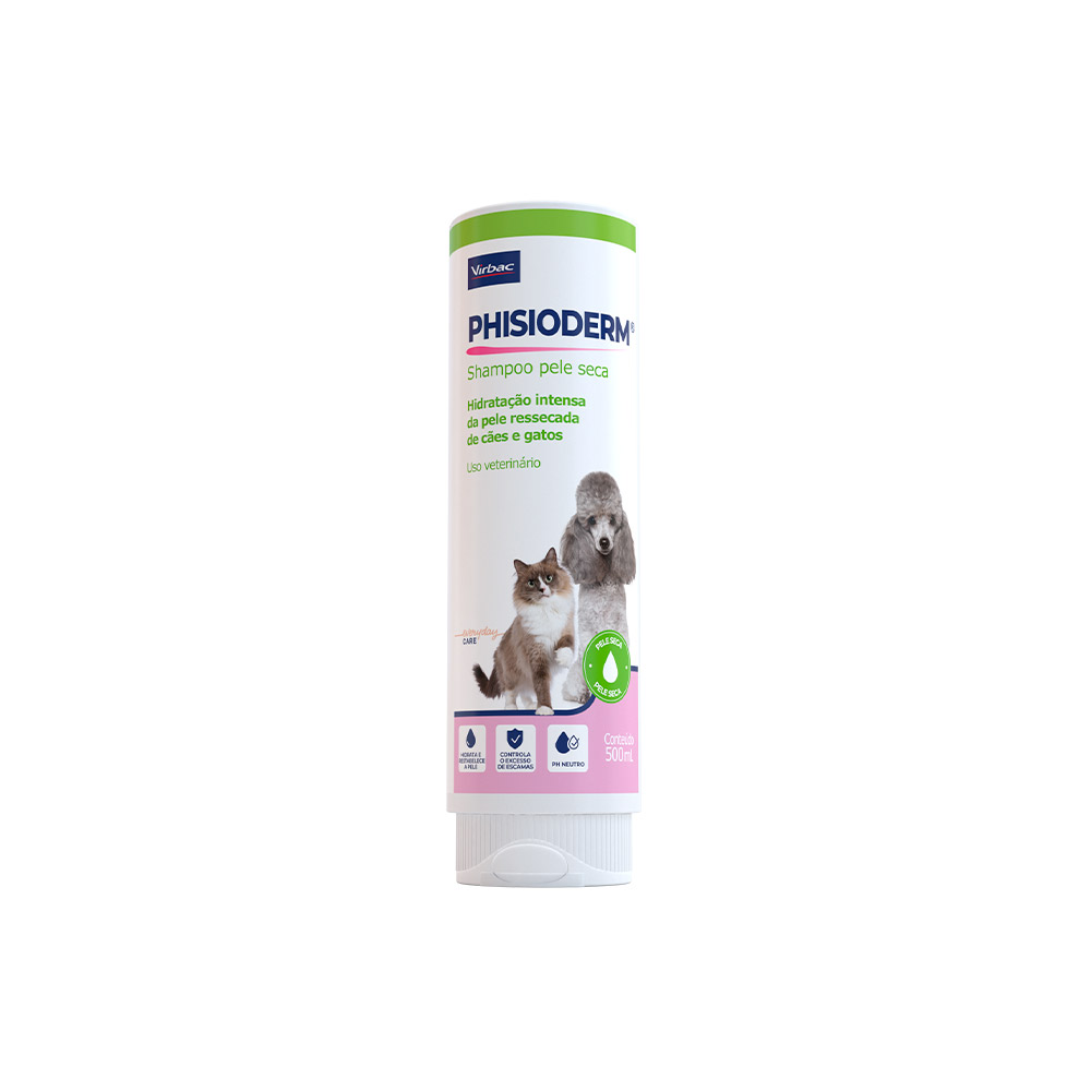 Shampoo Virbac Phisioderm Pele Seca para Cães e Gatos 500 ml