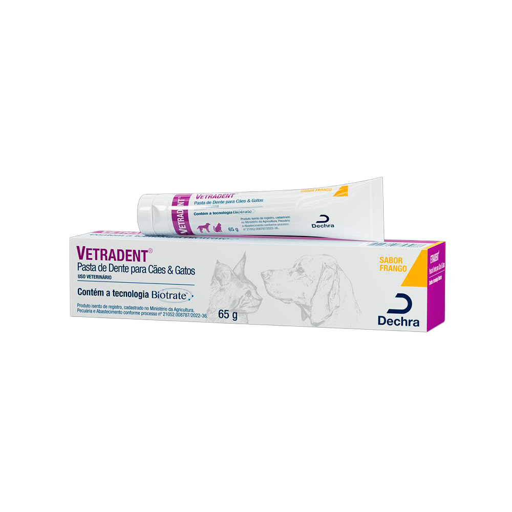 Creme Dental Dechra Vetradent Sabor Frango para Cães e Gatos 65 g
