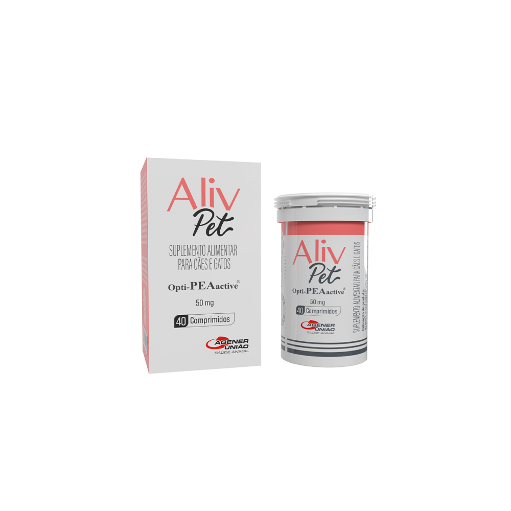 Suplemento Aliv Pet 50mg para Cães e Gatos com 40 Comprimidos