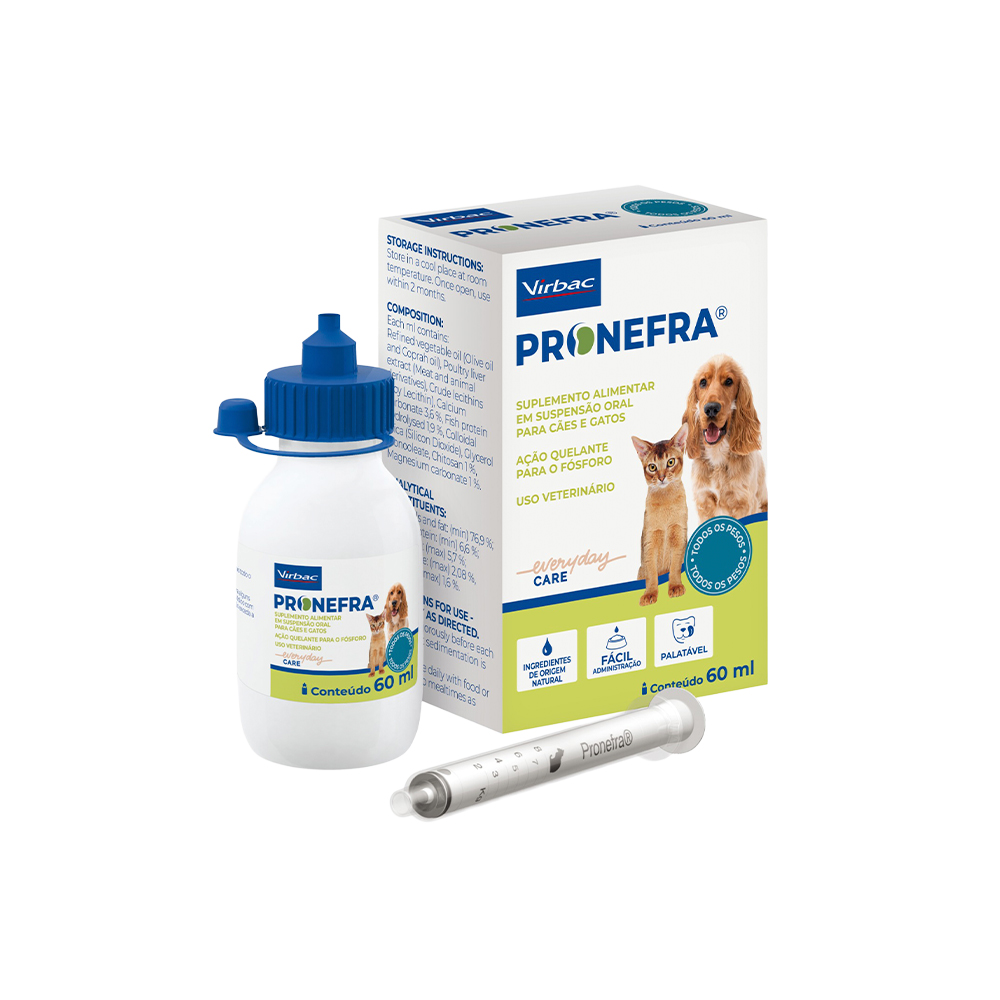 Suplemento Alimentar Virbac Pronefra para Cães e Gatos 60 ml