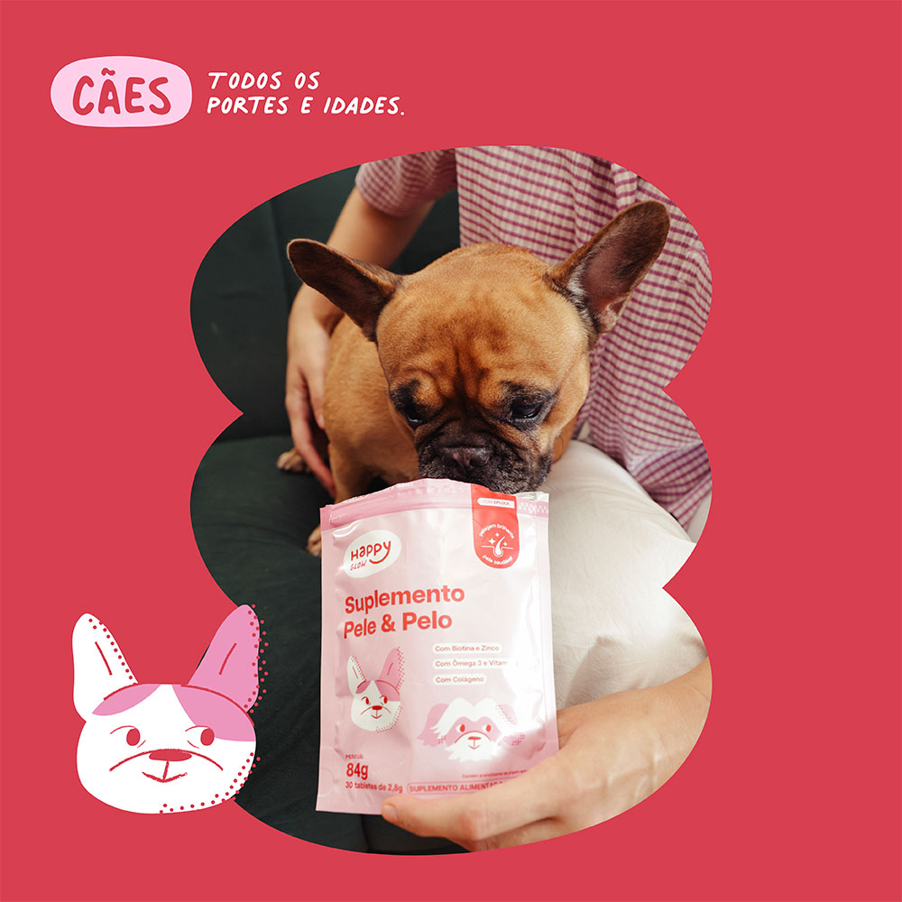 Suplemento Happy Glow Pele e Pelo para Cães 84 g