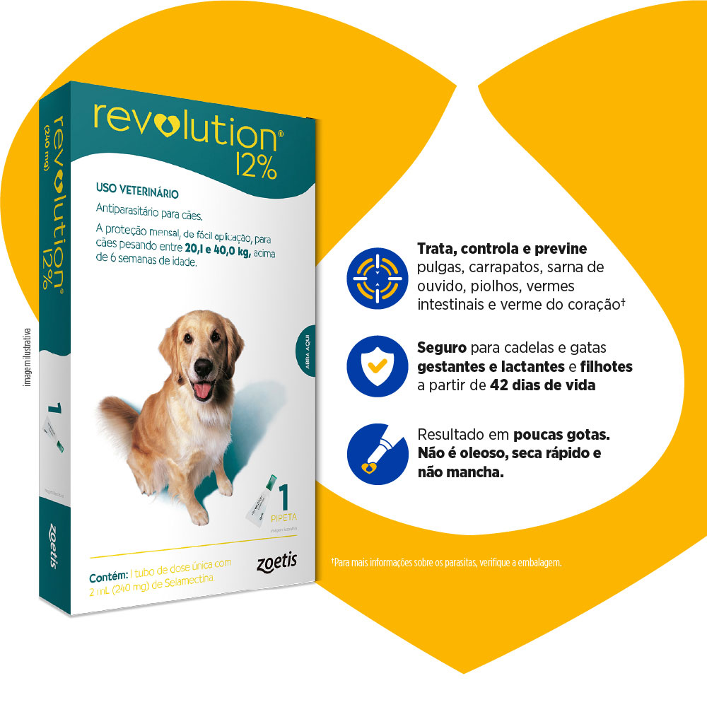 Revolution Zoetis 12% 2ml para Cães de 20,1Kg a 40kg