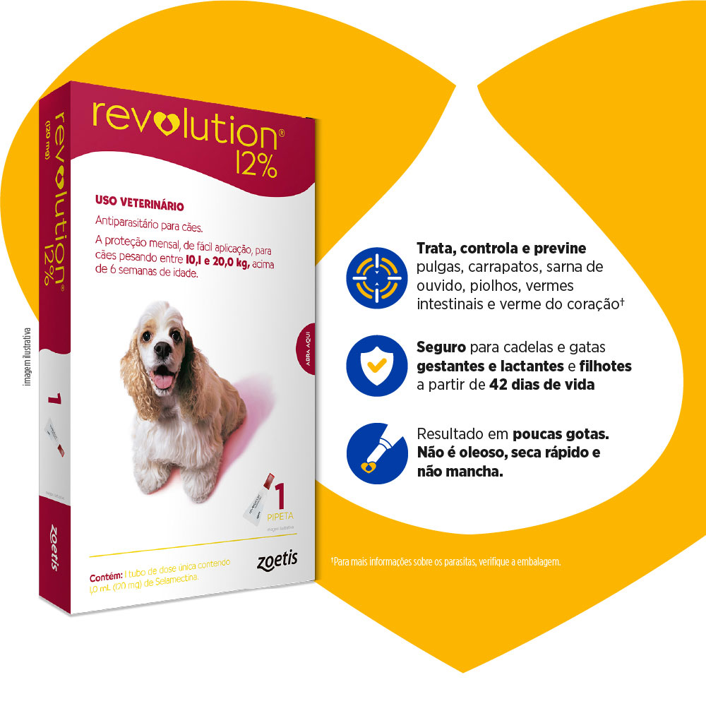 Revolution Zoetis 12% 1ml para Cães 10,1Kg a 20kg