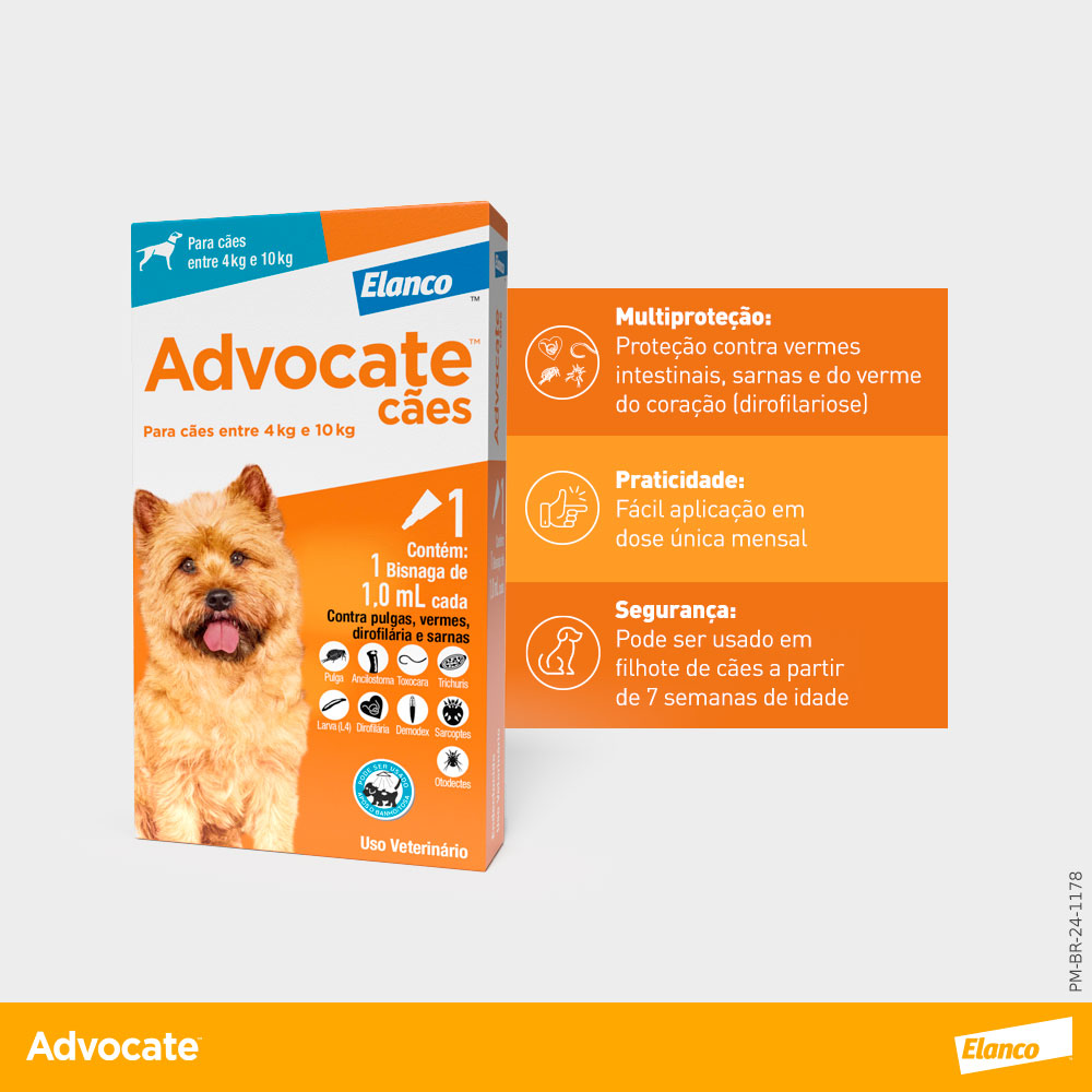 Antipulgas Advocate para Cães entre 4 e 10kg 1,0ml