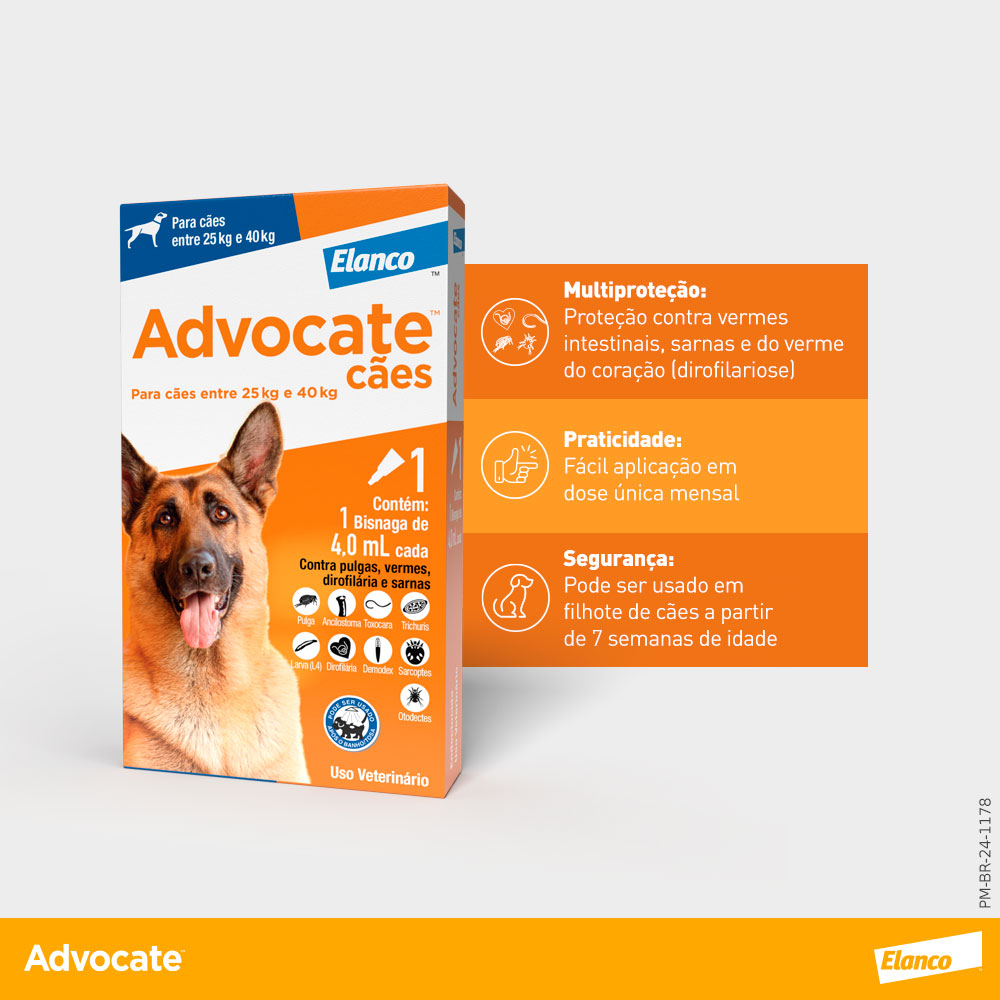 Antipulgas Advocate para Cães entre 25 e 40Kg 4,0ml