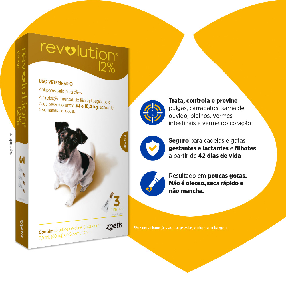 Revolution Zoetis 12% 0.50ml para Cães 5,1Kg a 10kg