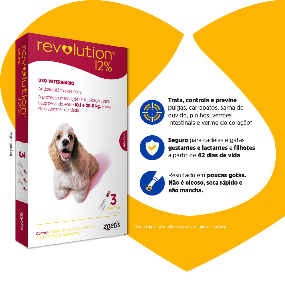 Revolution Zoetis 12% 1ml para Cães 10,1Kg a 20kg