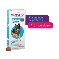 Antipulgas e Carrapatos Bravecto® Comprimido Mastigável de 1000mg para Cães de 20 a 40kg - MSD Saúde Animal