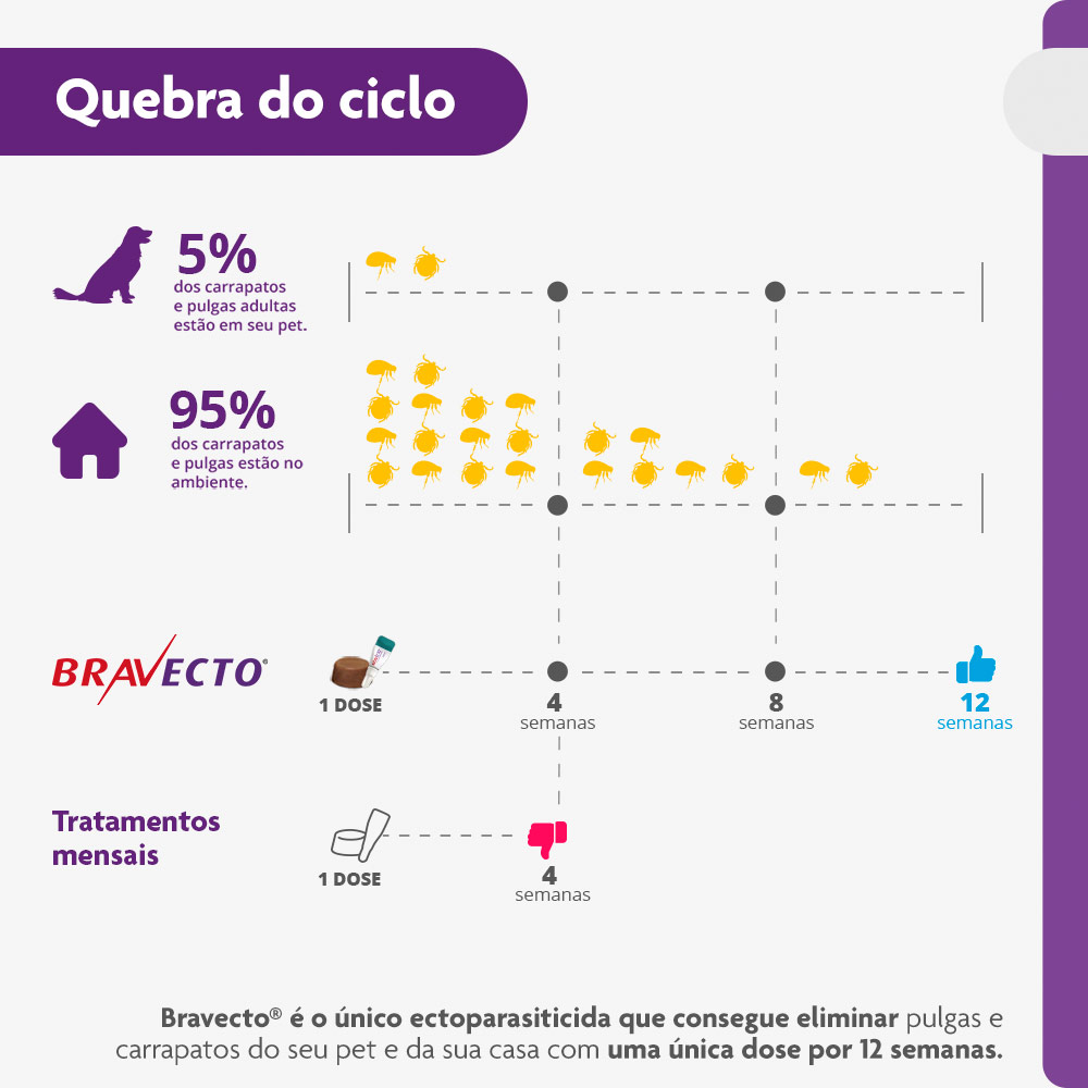 Antipulgas e Carrapatos Bravecto® Comprimido Mastigável de 1000mg para Cães de 20 a 40kg - MSD Saúde Animal