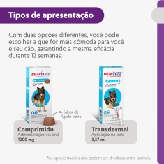Antipulgas e Carrapatos Bravecto® Comprimido Mastigável de 1000mg para Cães de 20 a 40kg - MSD Saúde Animal
