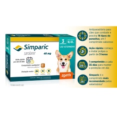 Antipulgas Simparic Zoetis 40 mg para Cães com 10,1 kg a 20 kg