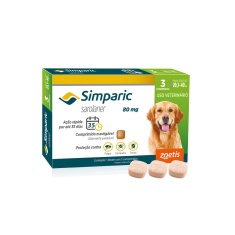 Antipulgas Simparic Zoetis 80 mg para Cães com 20,1 kg a 40 kg