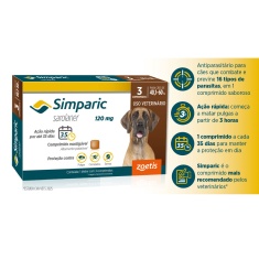 Antipulgas Simparic Zoetis 120 mg para Cães com 40,1 kg a 60 kg