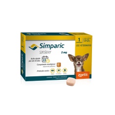 Antipulgas Simparic Zoetis 5 mg para Cães com 1,3 kg a 2,5 kg