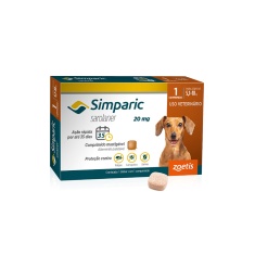 Antipulgas Simparic Zoetis 20 mg para Cães com 5,1 kg a 10 kg