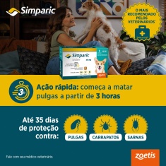 Antipulgas Simparic Zoetis 20 mg para Cães com 5,1 kg a 10 kg