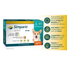 Antipulgas Simparic Zoetis 40 mg para Cães com 10,1 kg a 20 kg