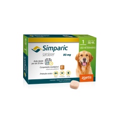 Antipulgas Simparic Zoetis 80 mg para Cães com 20,1 kg a 40 kg