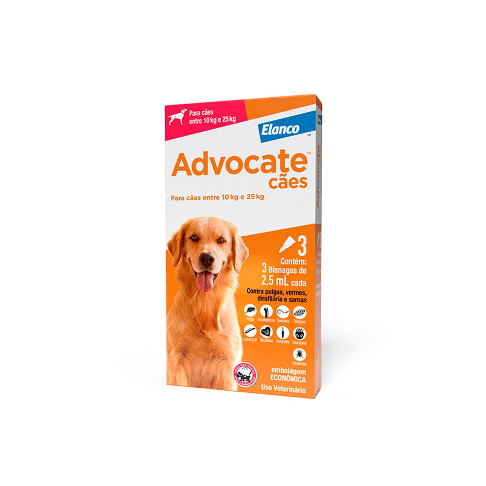 Antipulgas Advocate para Cães entre 10 e 25kg 2,5ml