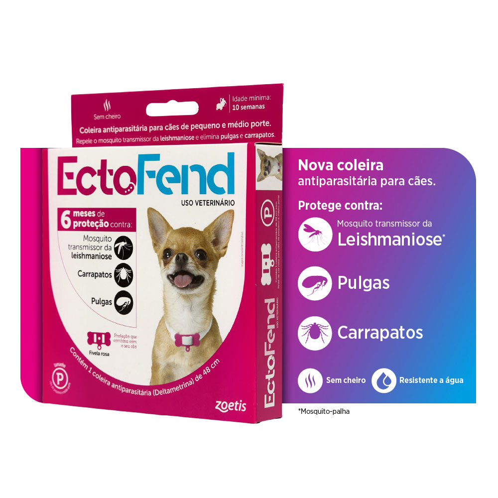 Coleira Antiparasitas EctoFend Zoetis Rosa para Cães