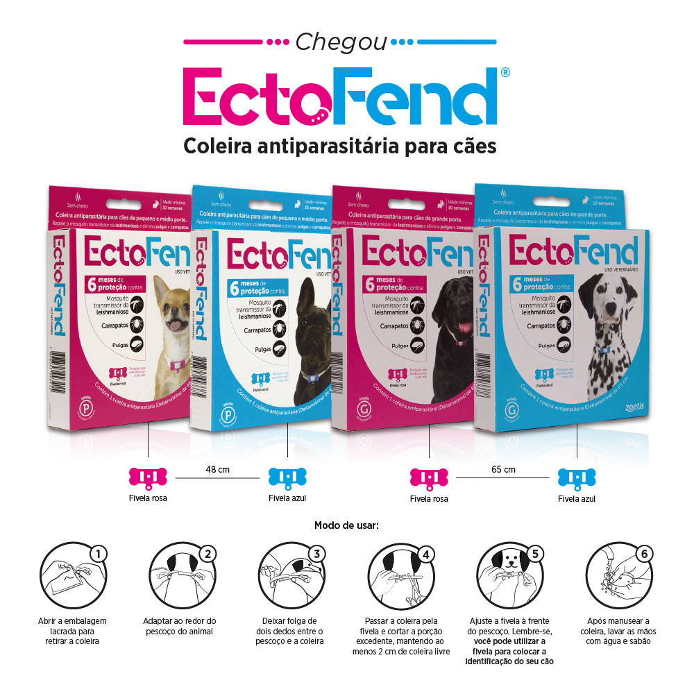 Coleira Antiparasitas EctoFend Zoetis Rosa para Cães