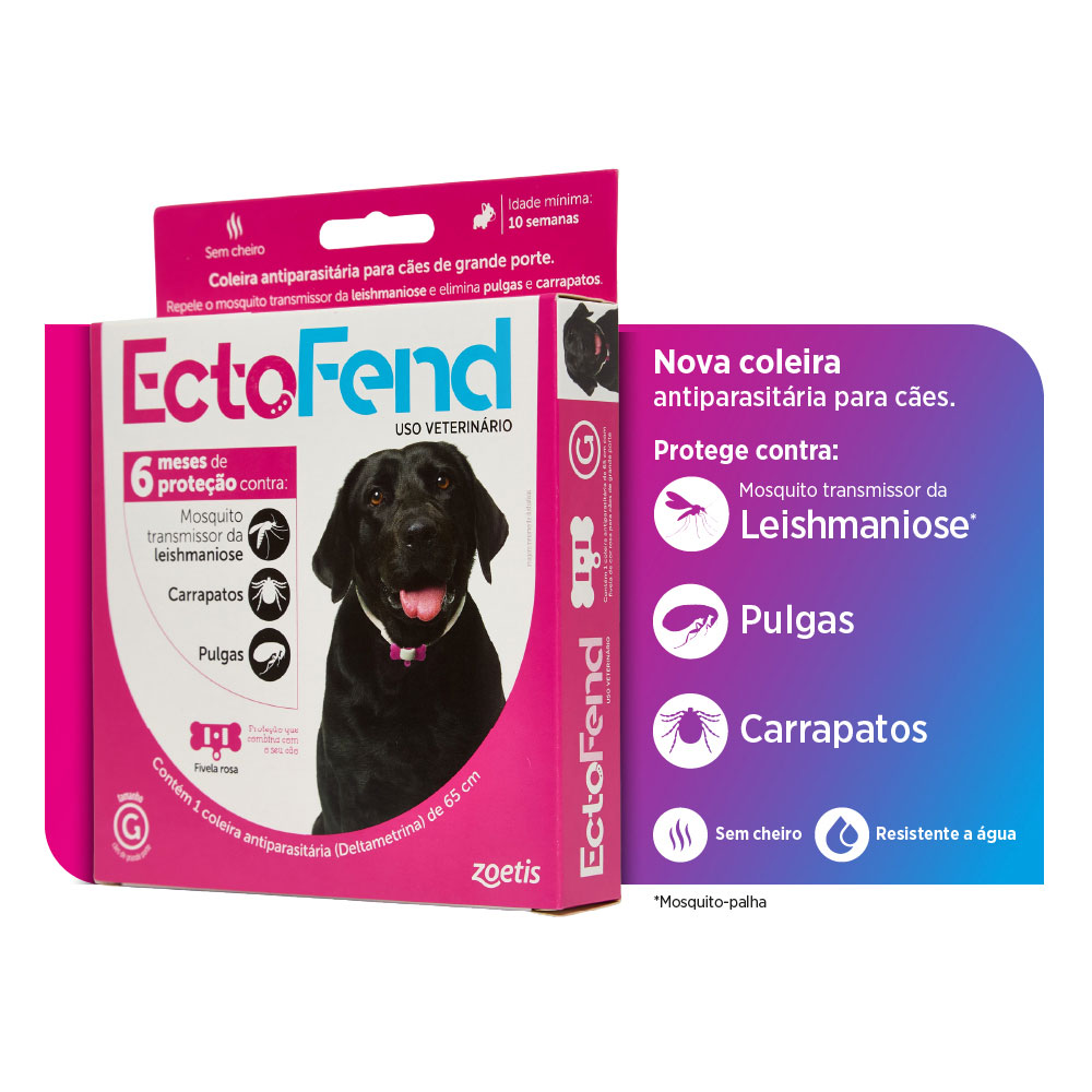 Coleira Antiparasitas EctoFend Zoetis Rosa para Cães