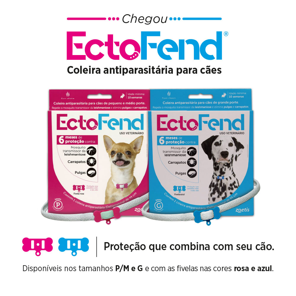 Coleira Antiparasitas EctoFend Zoetis Rosa para Cães