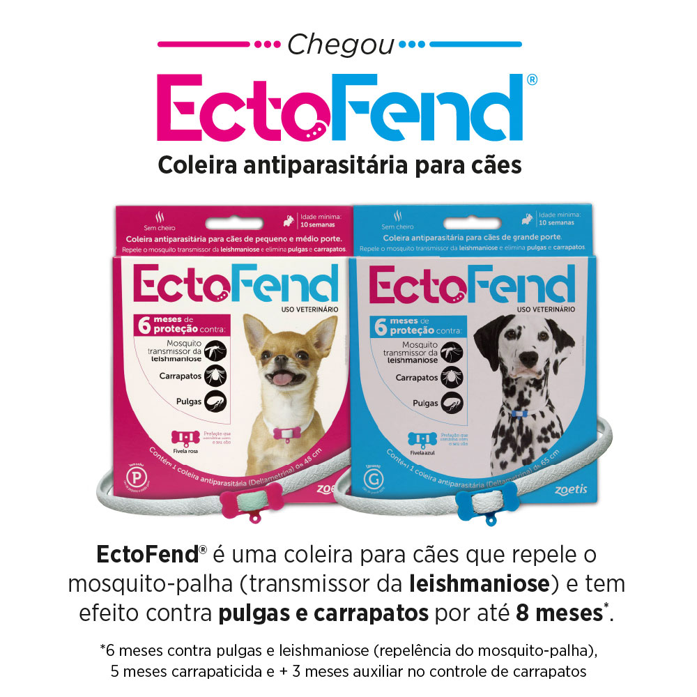 Coleira Antiparasitas EctoFend Zoetis Rosa para Cães