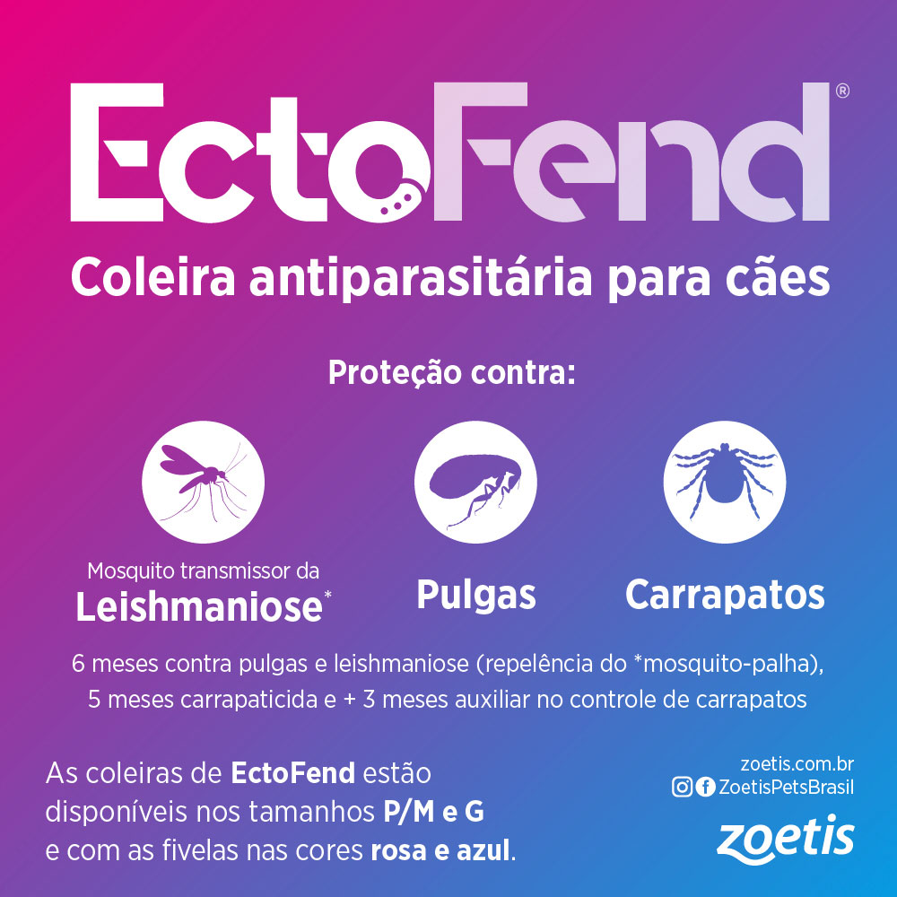 Coleira Antiparasitas EctoFend Zoetis Rosa para Cães