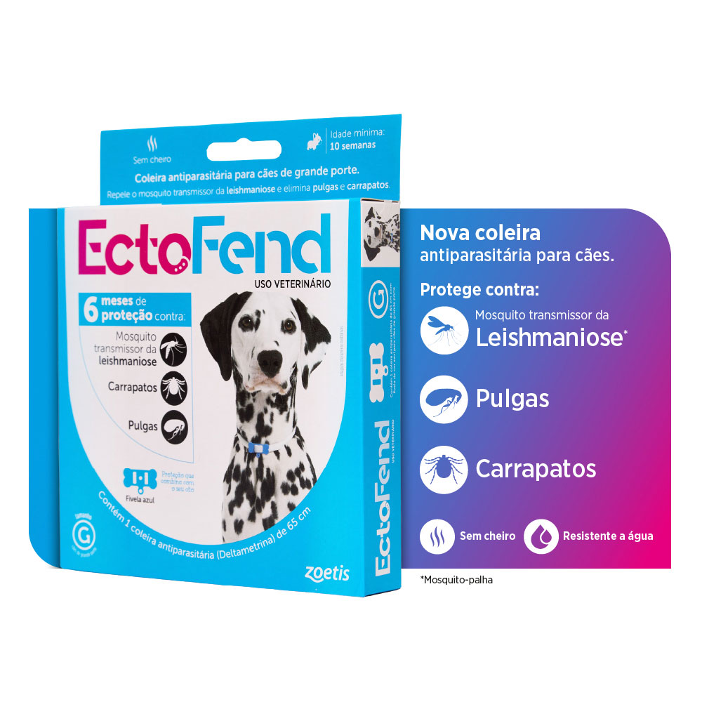 Coleira Antiparasitas EctoFend Zoetis Azul para Cães