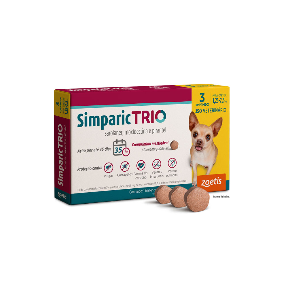 Antipulgas Simparic Trio 3 mg para Cães