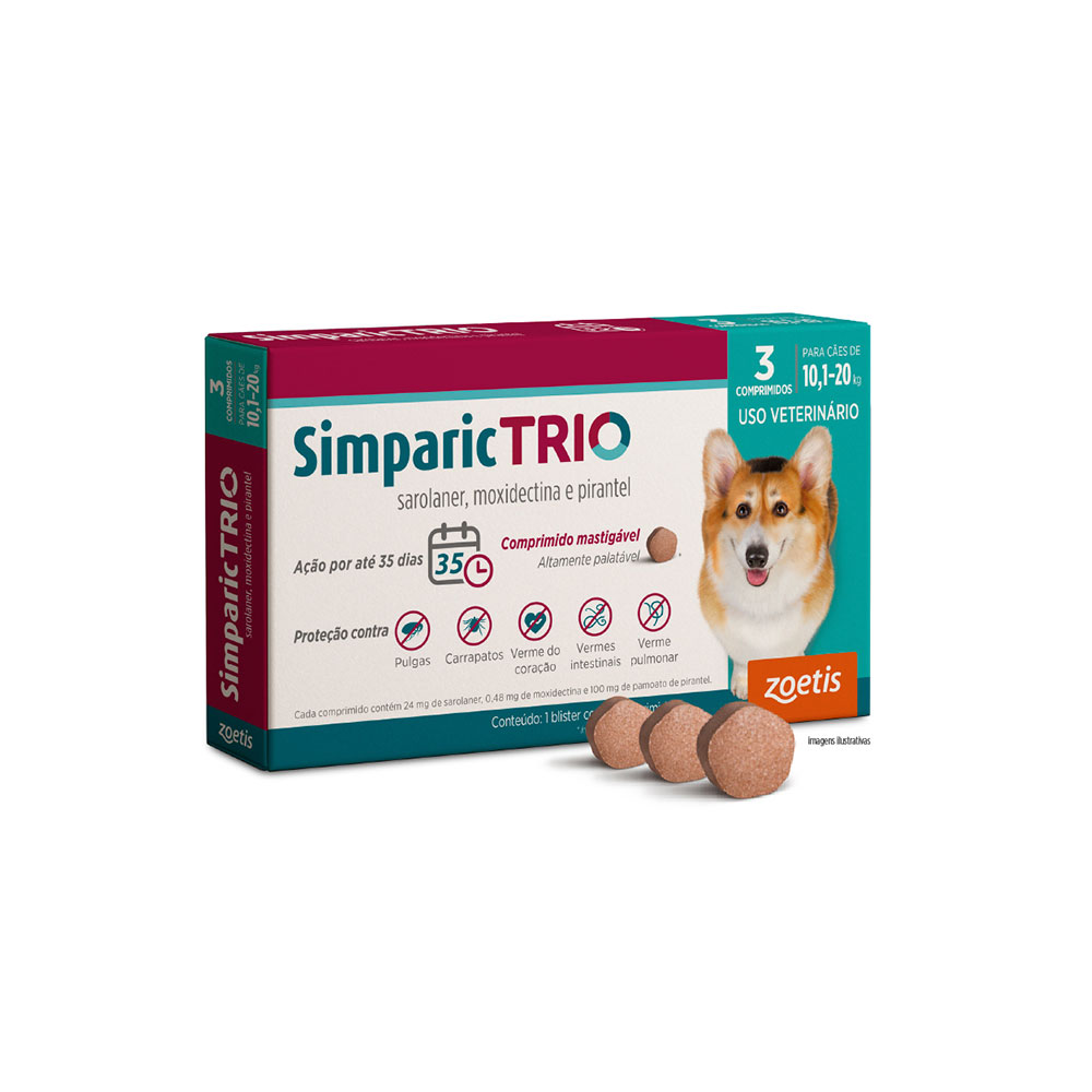 Antipulgas Simparic Trio 24 mg para Cães