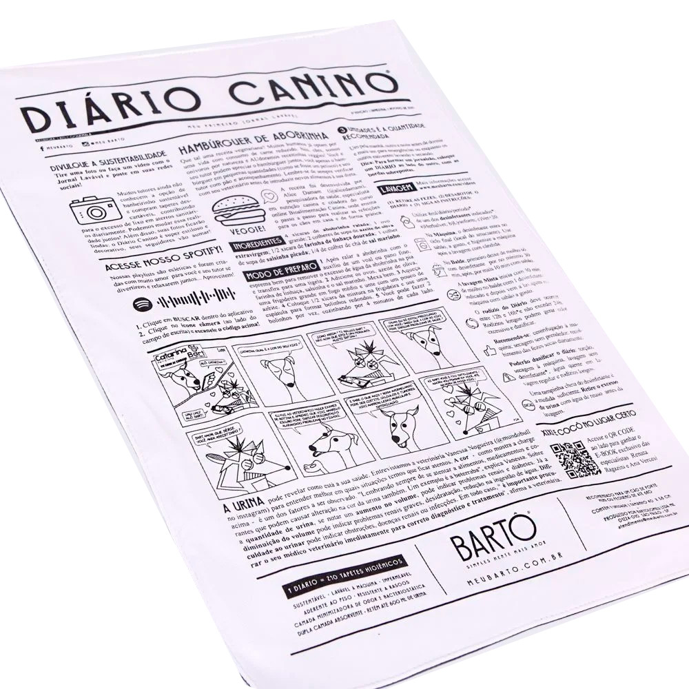 Tapete Higiênico Lavável Bartô Diário Canino Tradicional Mini para Cães