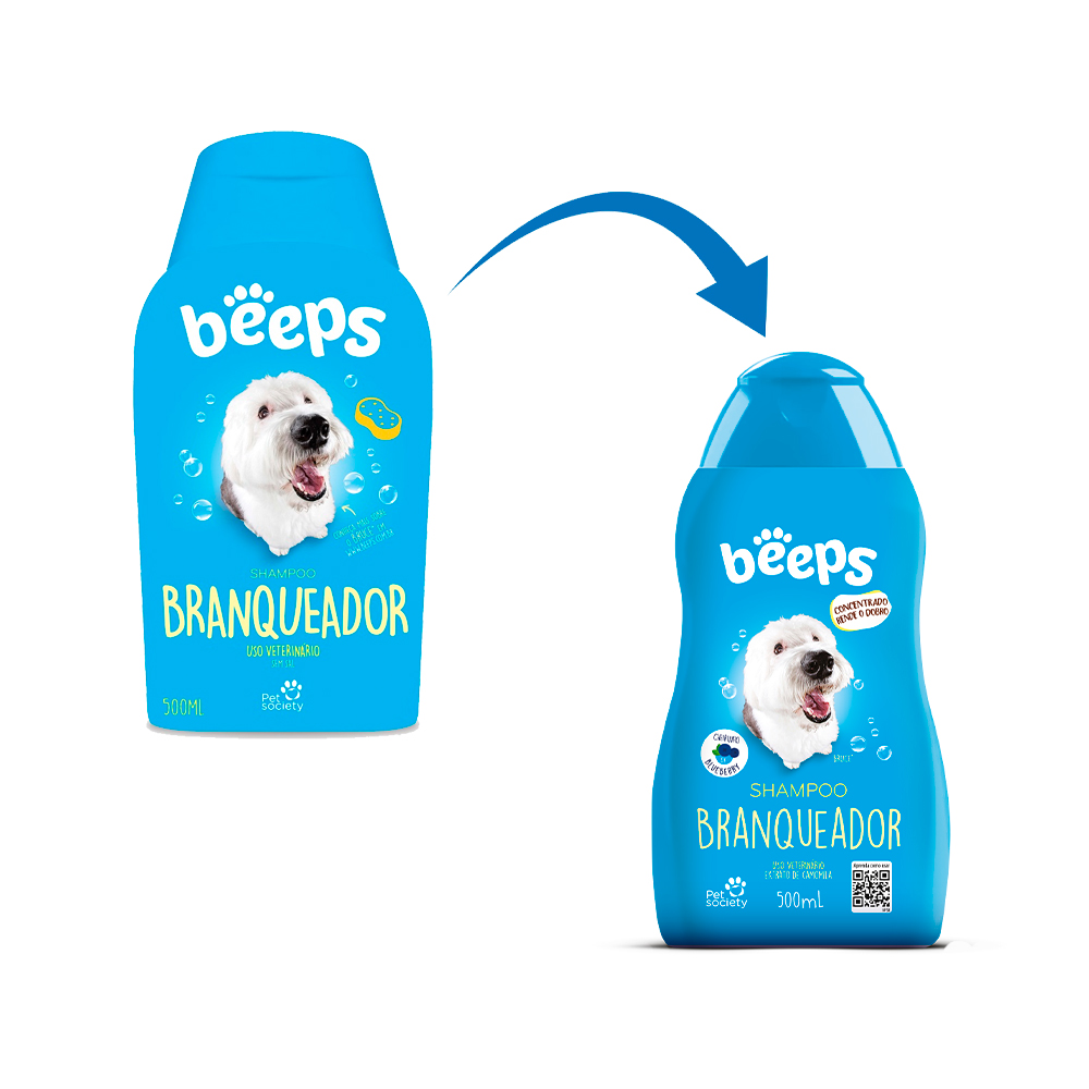 Shampoo Beeps Branqueador para Cães e Gatos 500ml