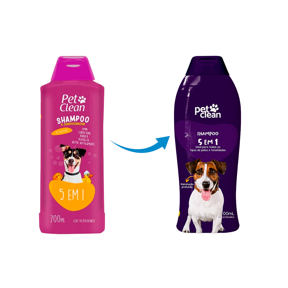 Shampoo e Condicionador Pet Clean 5 em 1 para Cães e Gatos 700ml