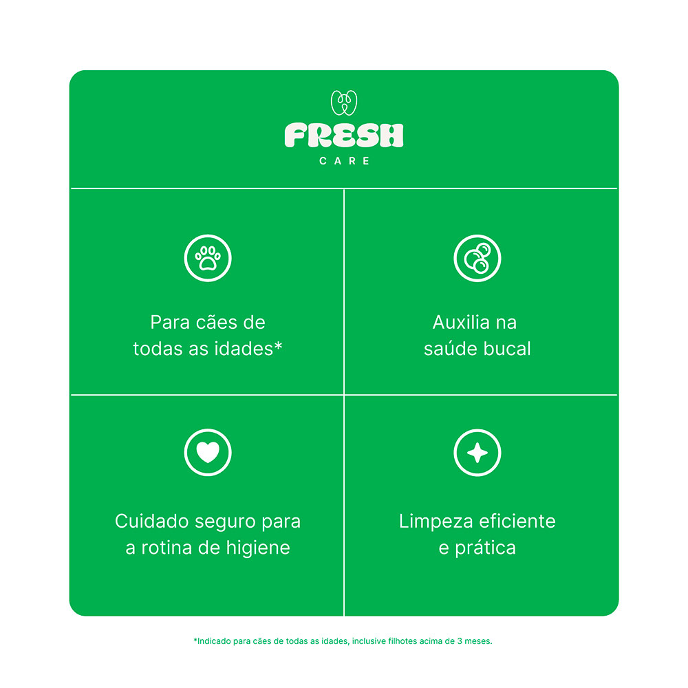 Dedeira Descartável Fresh Care Higiene Bucal para Cães e Gatos 30 Unidades