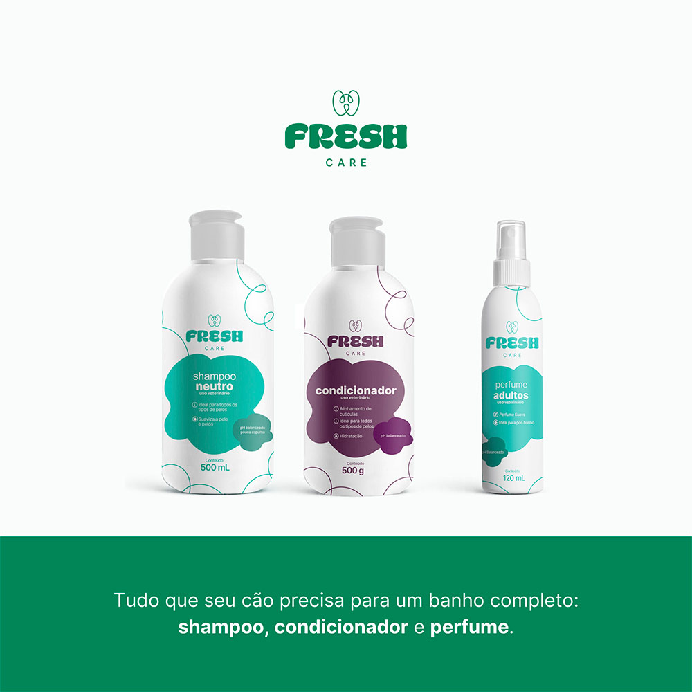 Kit Fresh Care de Shampoo, Condicionador e Perfume para Cães