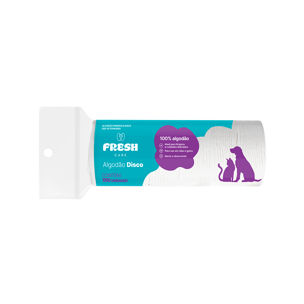 Disco de Algodão Fresh Care para Cães e Gatos