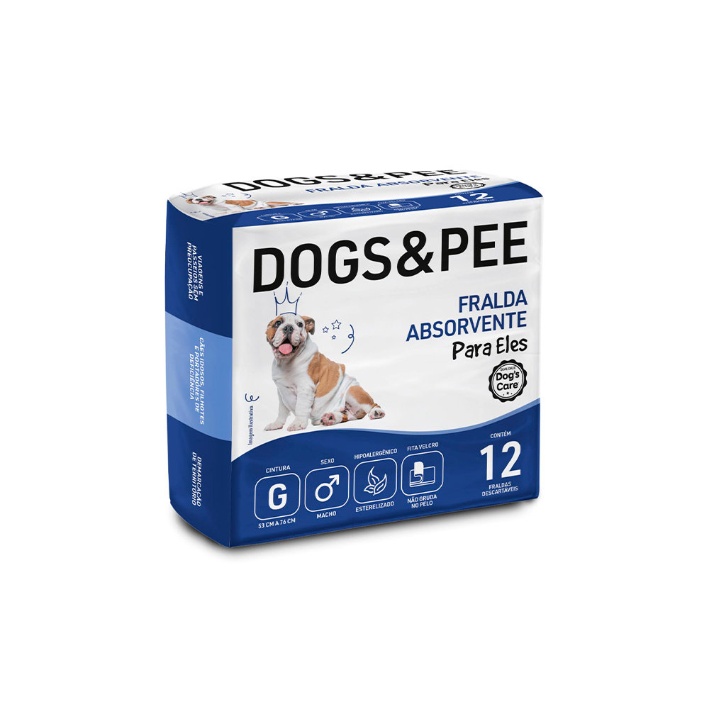 Fralda Descartável Dogs&Pee para Cães Machos 12 Unidades