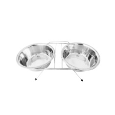 Comedouro Chalesco Duplo Inox para Cães
