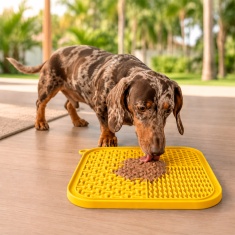 Brinquedo e Comedouro Amicus Lamb Lamb Quadrado Amarelo para Cães e Gatos