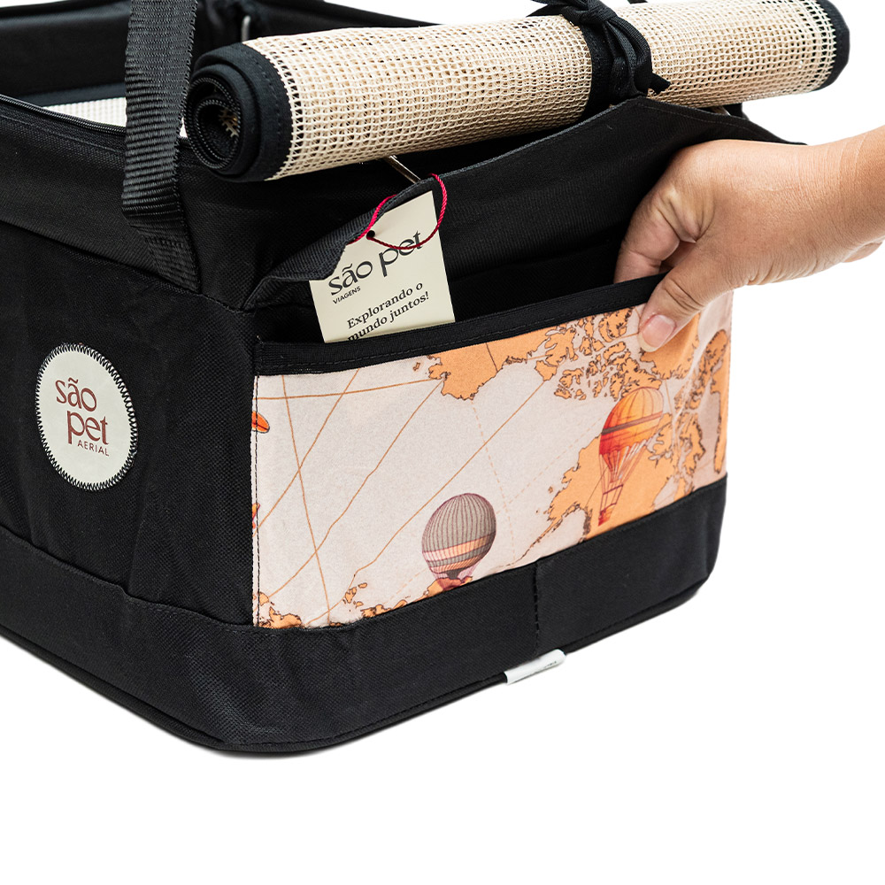 Bolsa de Transporte São Pet Aerial GL para Cães e Gatos Preta