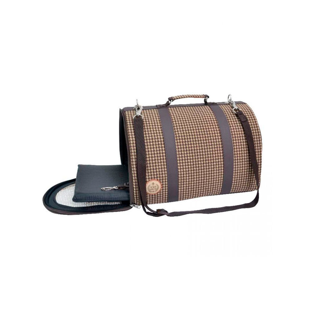 Bolsa de Transporte São Pet Pied Poule para Cães e Gatos Marrom