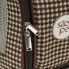 Bolsa de Transporte São Pet Pied Poule para Cães e Gatos Marrom